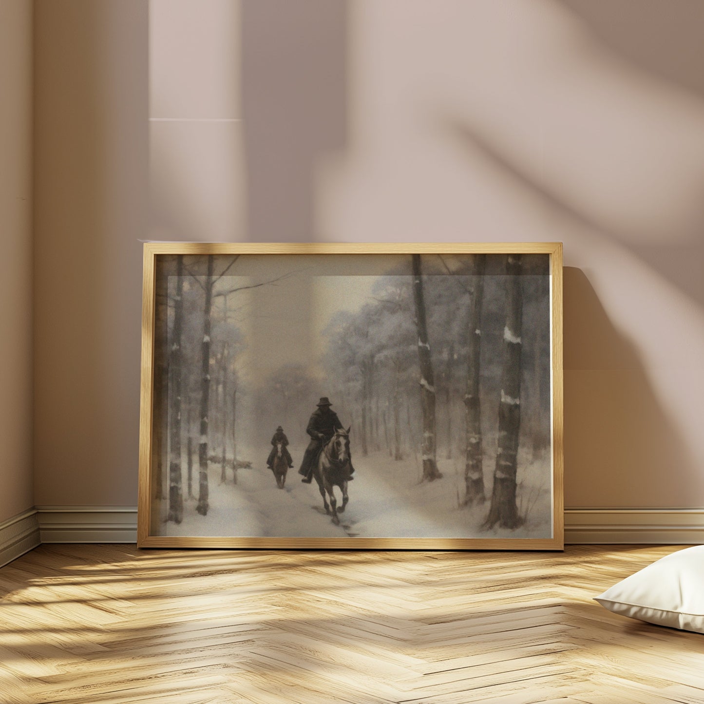 Premium Poster of Winter Snow Forest Horseback Riders Art Posters