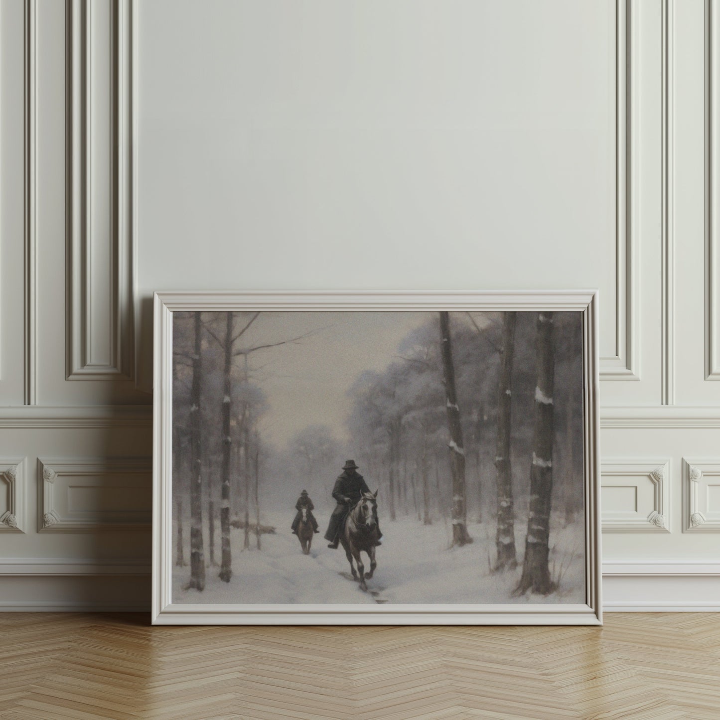 Premium Poster of Winter Snow Forest Horseback Riders Art Posters