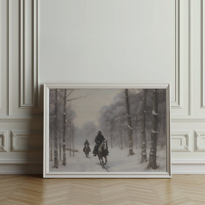 Premium Poster of Winter Snow Forest Horseback Riders Art Posters