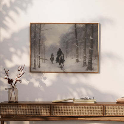 Premium Poster of Winter Snow Forest Horseback Riders Art Posters