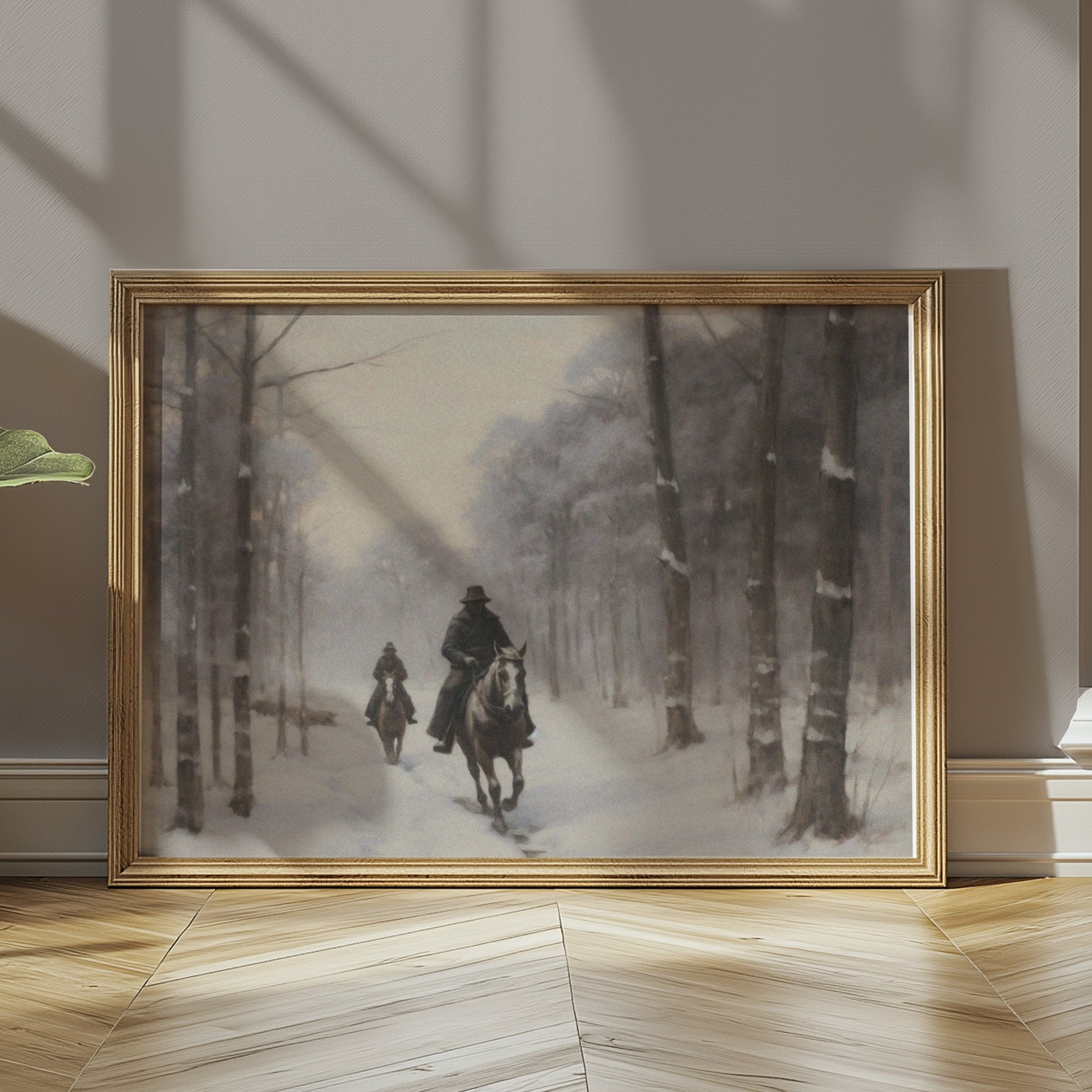 Premium Poster of Winter Snow Forest Horseback Riders Art Posters