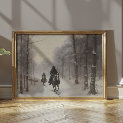 Premium Poster of Winter Snow Forest Horseback Riders Art Posters