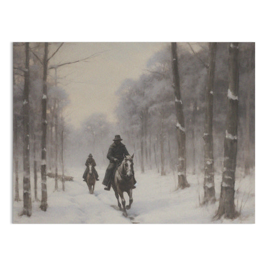Premium Poster of Winter Snow Forest Horseback Riders Art Posters