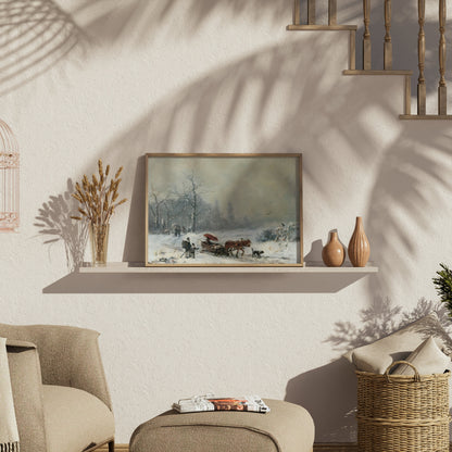 Premium Poster of Winter Snow Scene with Horse Carriage Posters