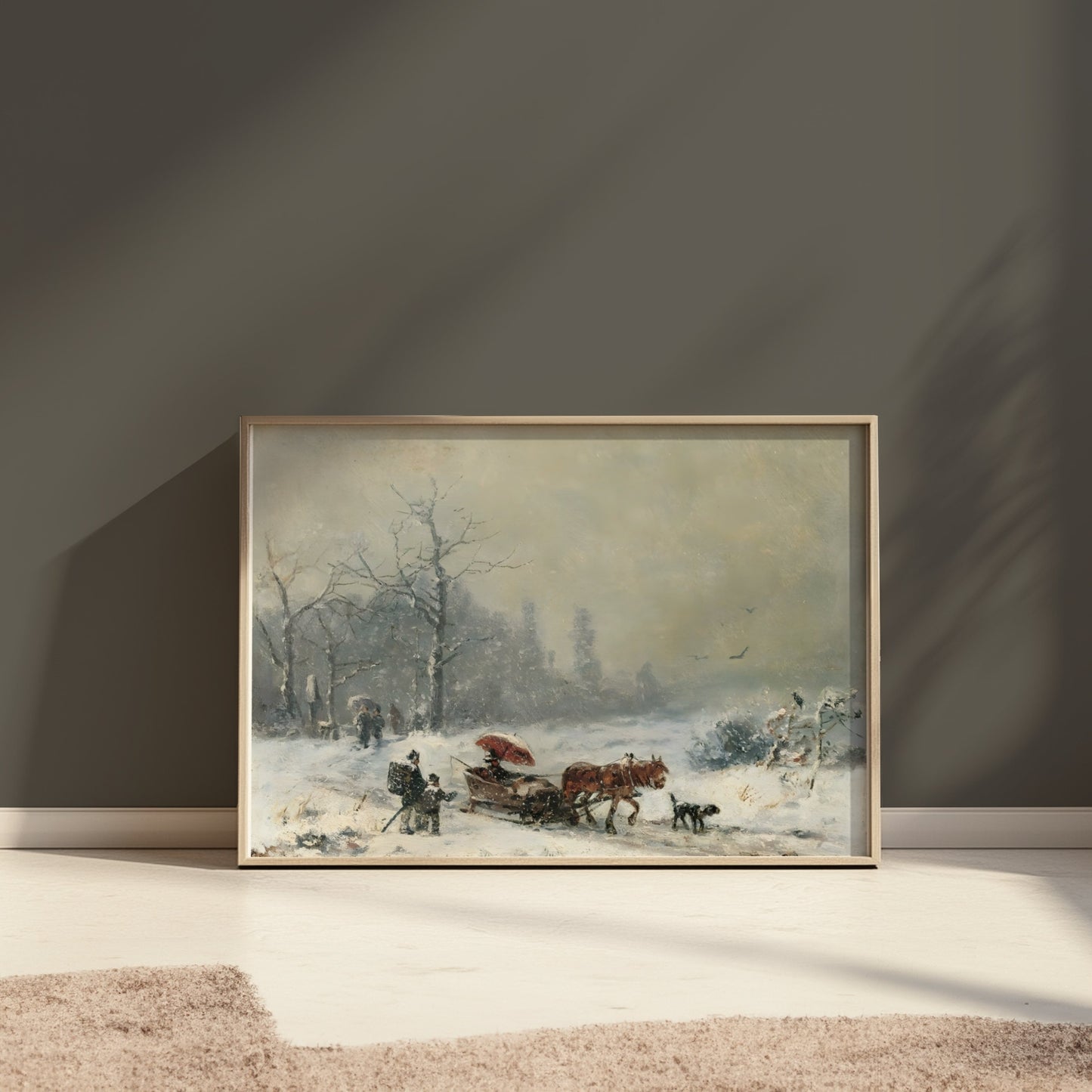 Premium Poster of Winter Snow Scene with Horse Carriage Posters