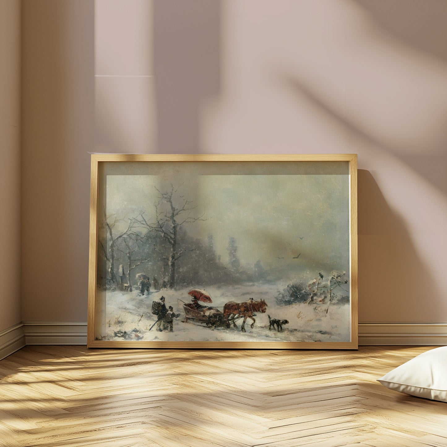 Premium Poster of Winter Snow Scene with Horse Carriage Posters
