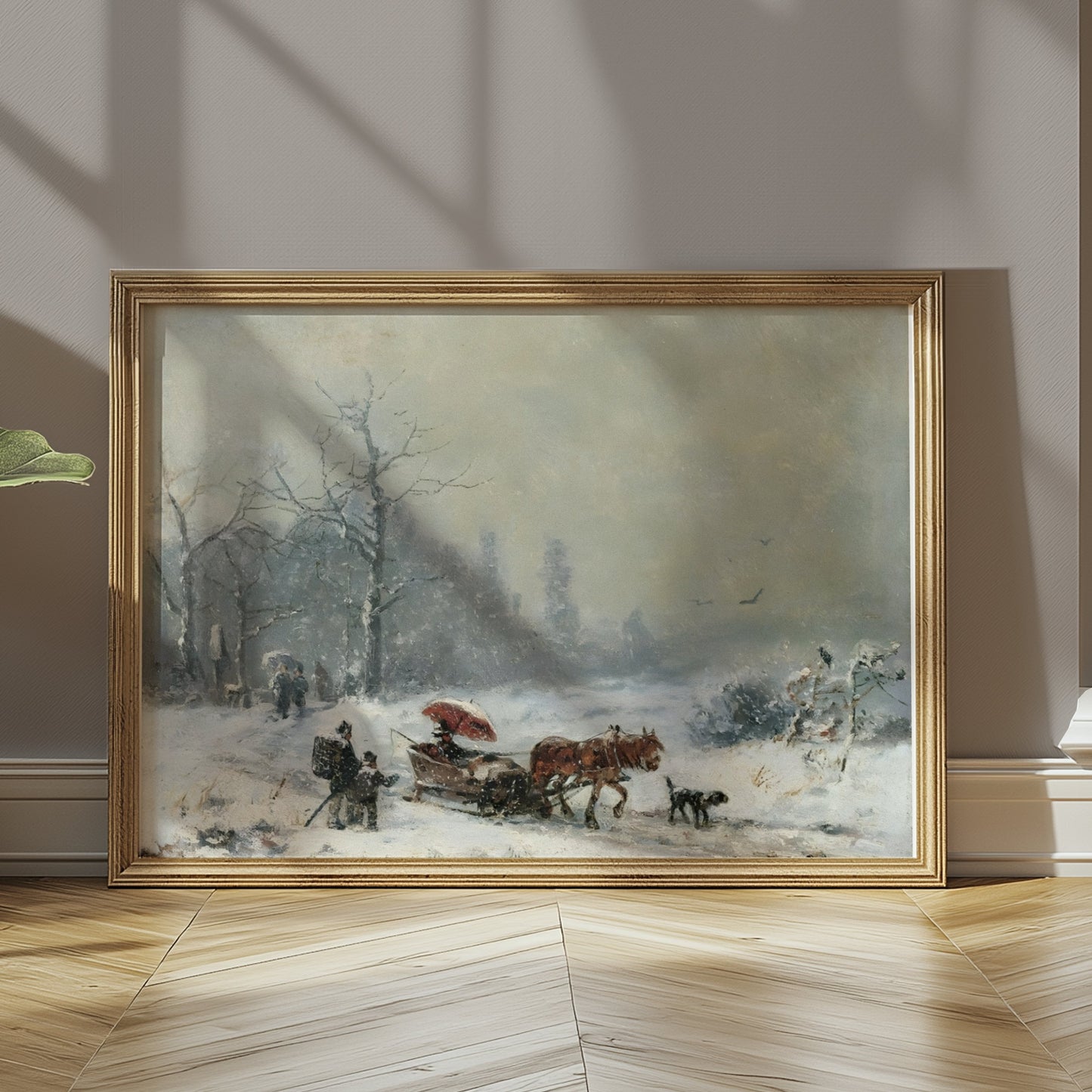 Premium Poster of Winter Snow Scene with Horse Carriage Posters