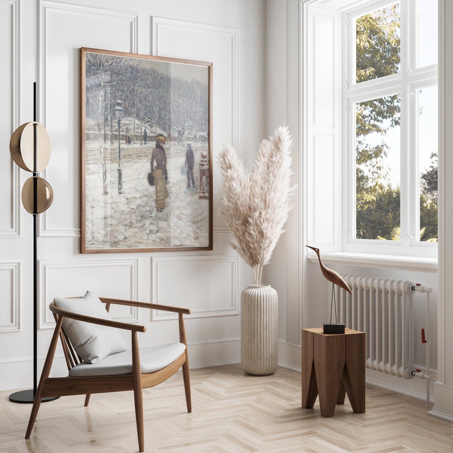 Premium Poster of Winter Street Scene with People and Snow Posters