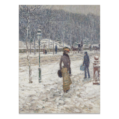 Premium Poster of Winter Street Scene with People and Snow Posters