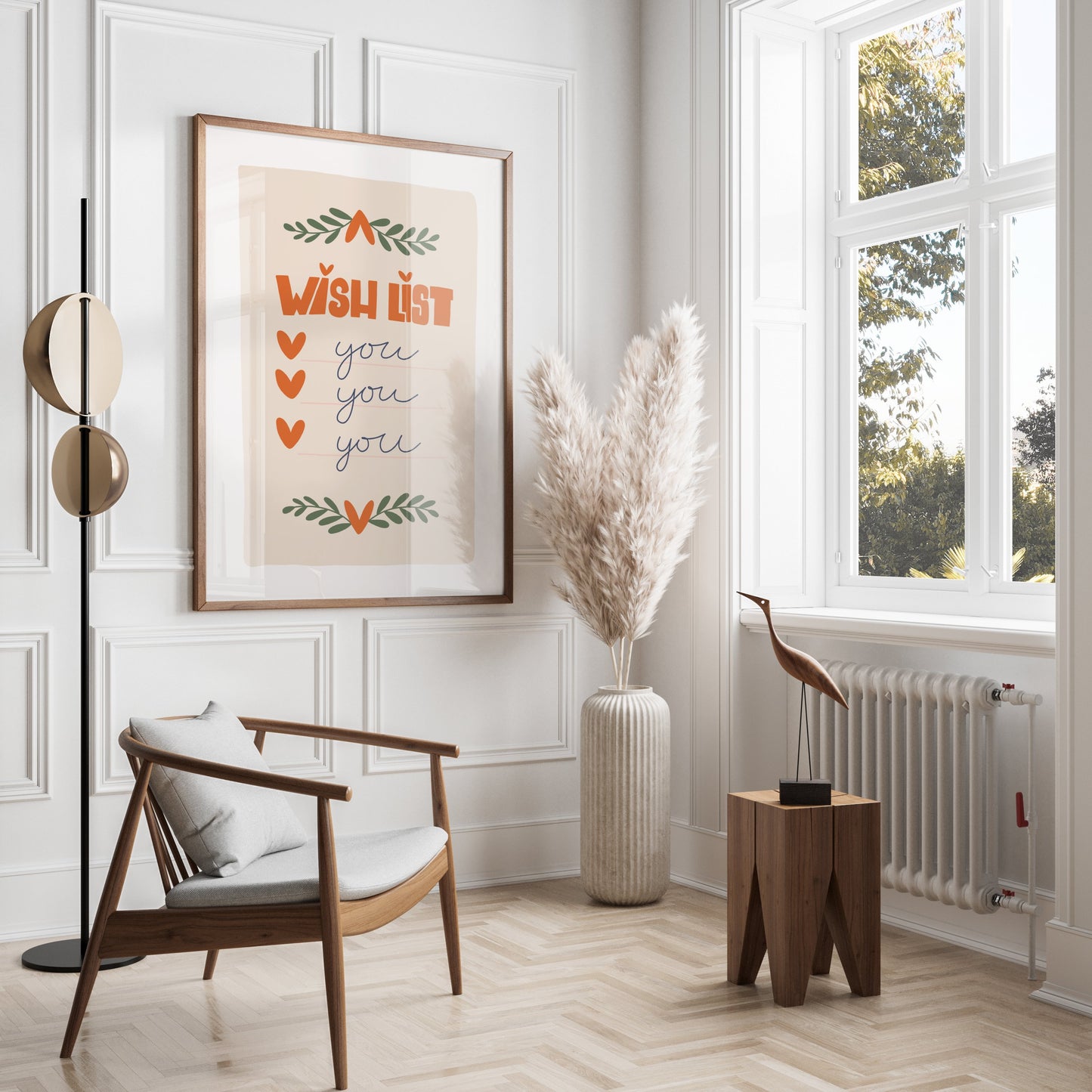 Premium Poster of Wish List Design with Hearts and Leaves Posters