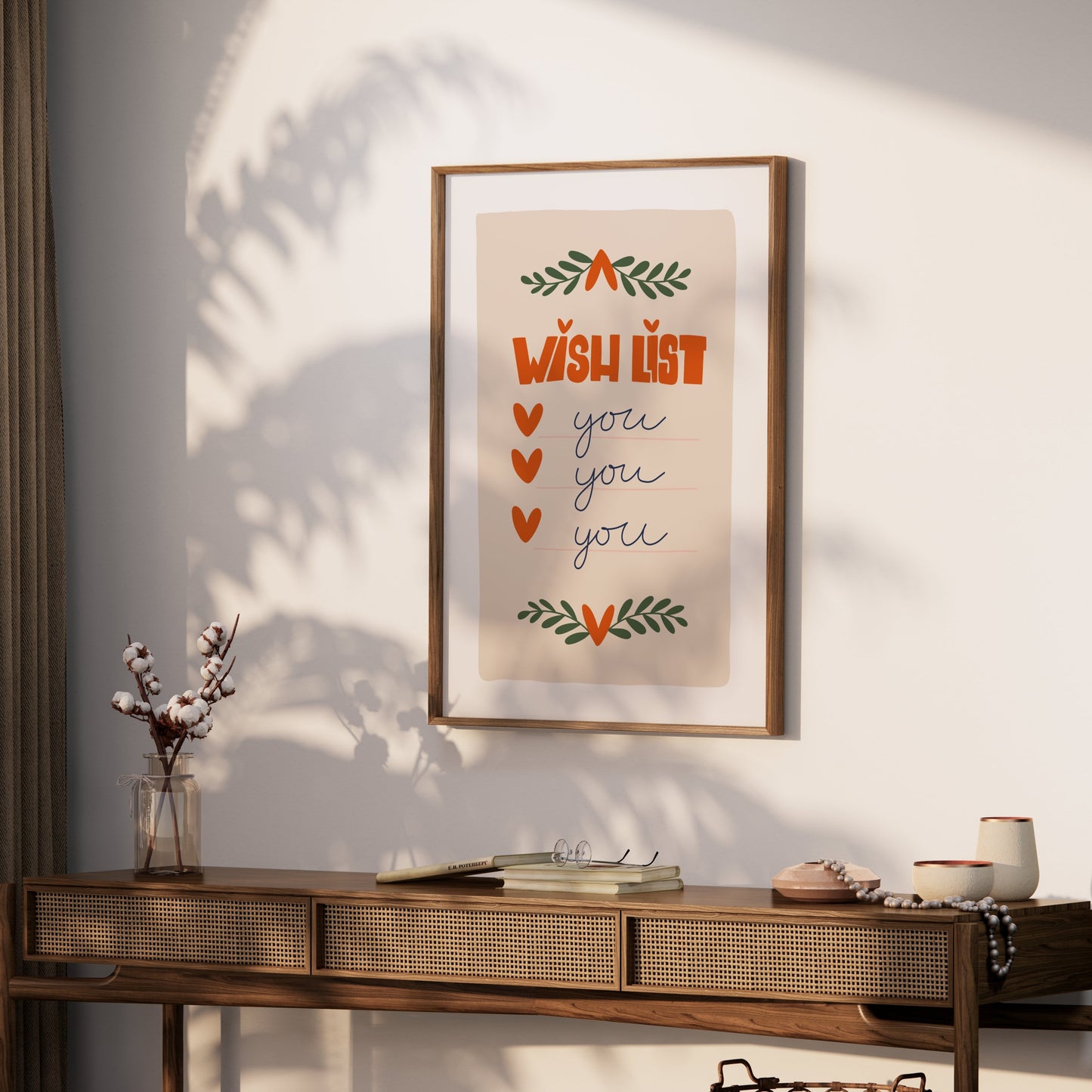 Premium Poster of Wish List Design with Hearts and Leaves Posters