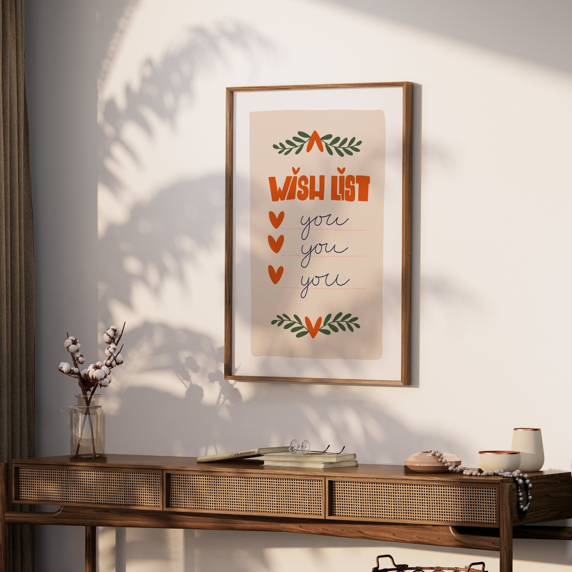 Premium Poster of Wish List Design with Hearts and Leaves Posters