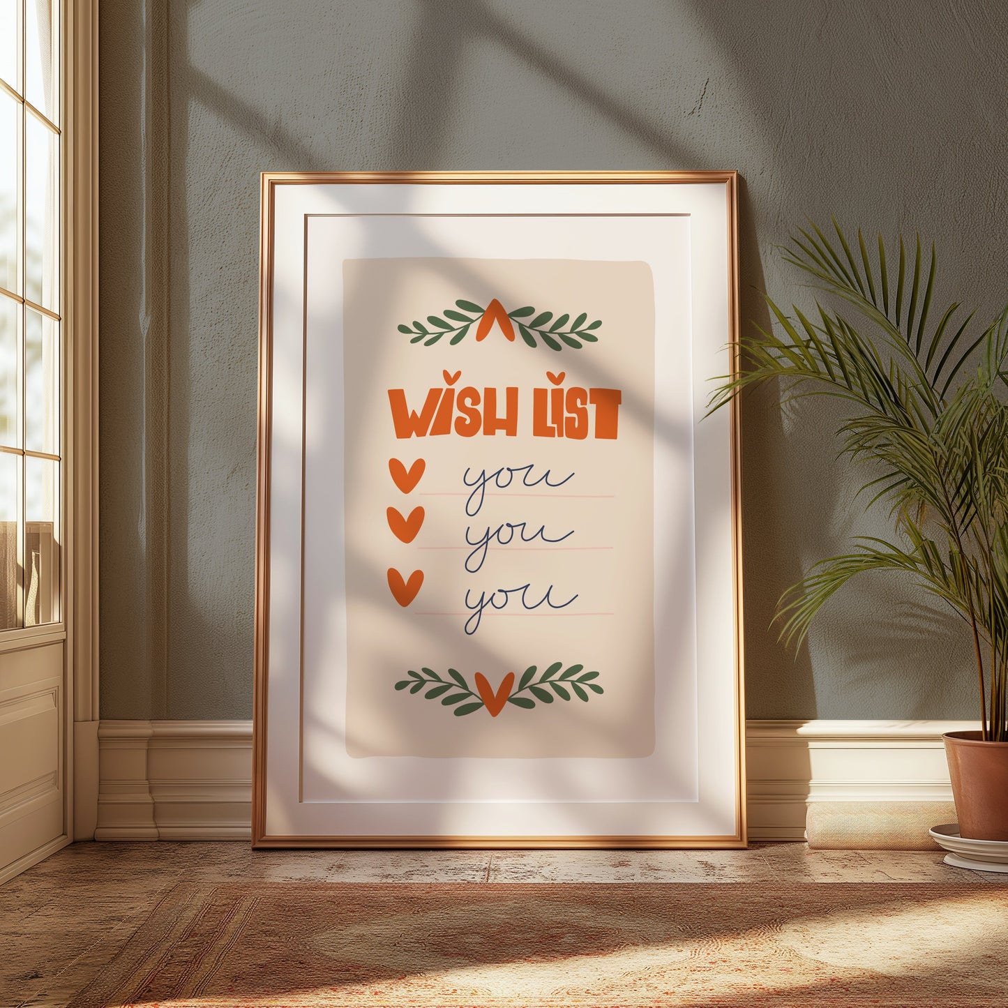 Premium Poster of Wish List Design with Hearts and Leaves Posters
