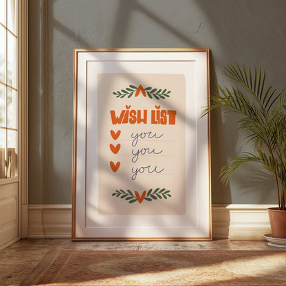 Premium Poster of Wish List Design with Hearts and Leaves Posters