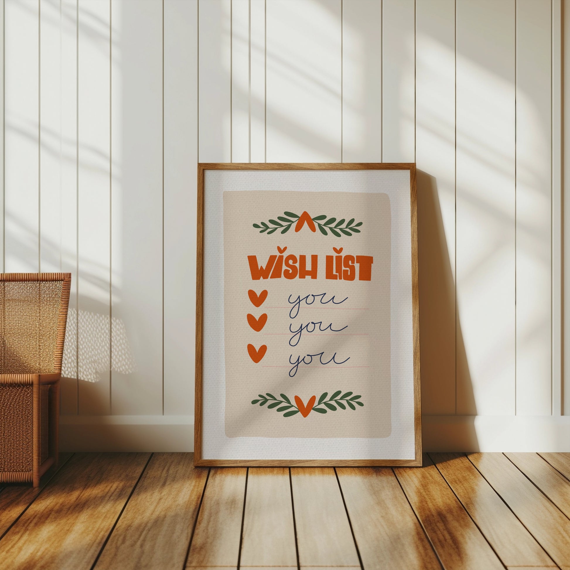 Premium Poster of Wish List Design with Hearts and Leaves Posters