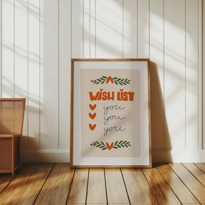 Premium Poster of Wish List Design with Hearts and Leaves Posters