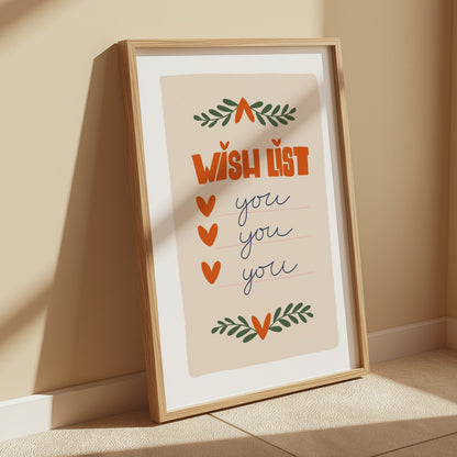 Premium Poster of Wish List Design with Hearts and Leaves Posters