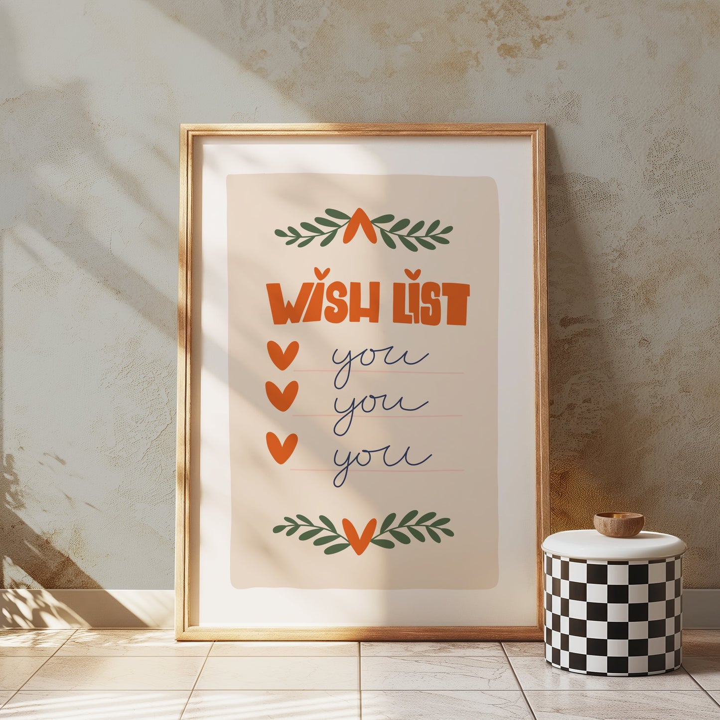 Premium Poster of Wish List Design with Hearts and Leaves Posters