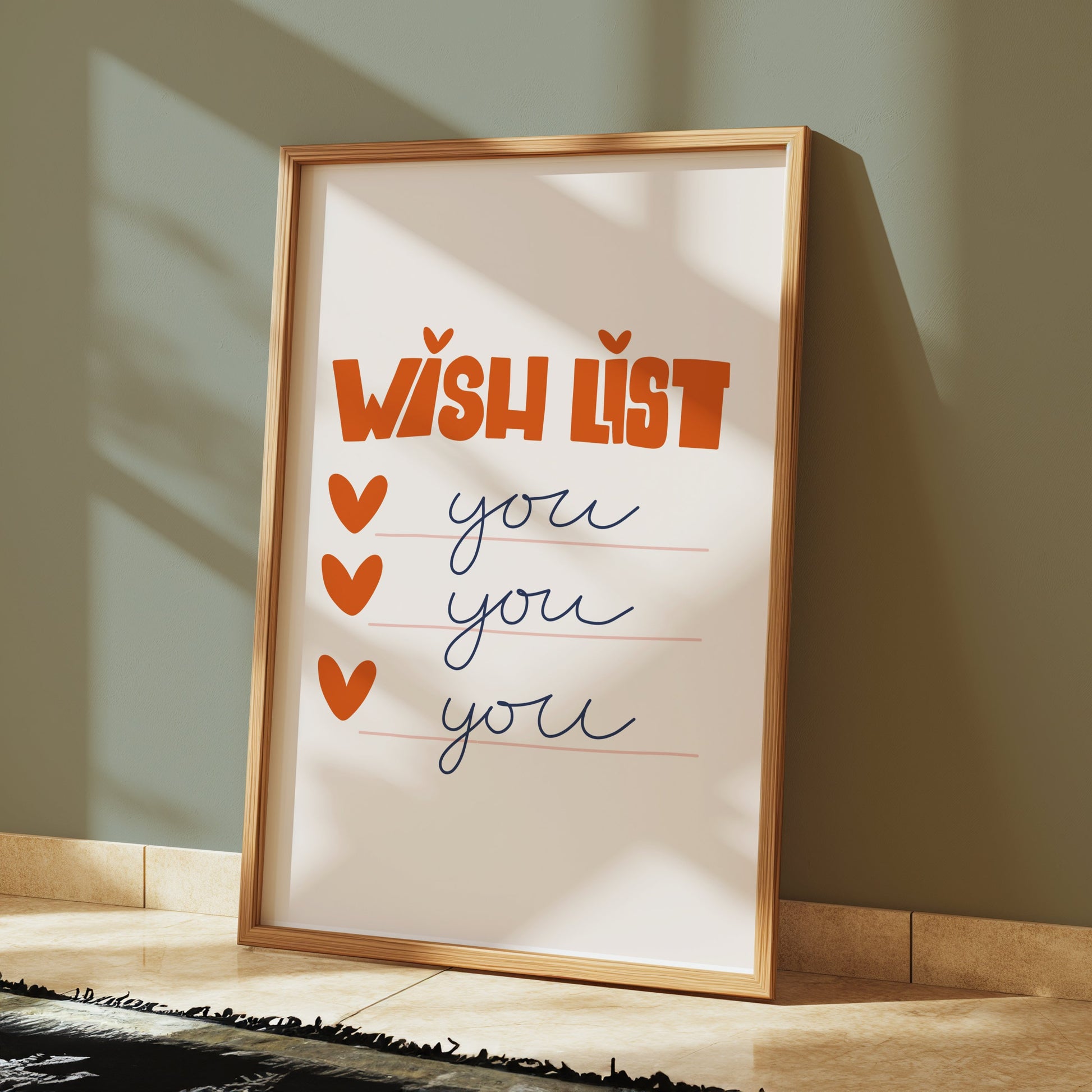 Premium Poster of Wish List Hearts and You Text Art Decorative Posters