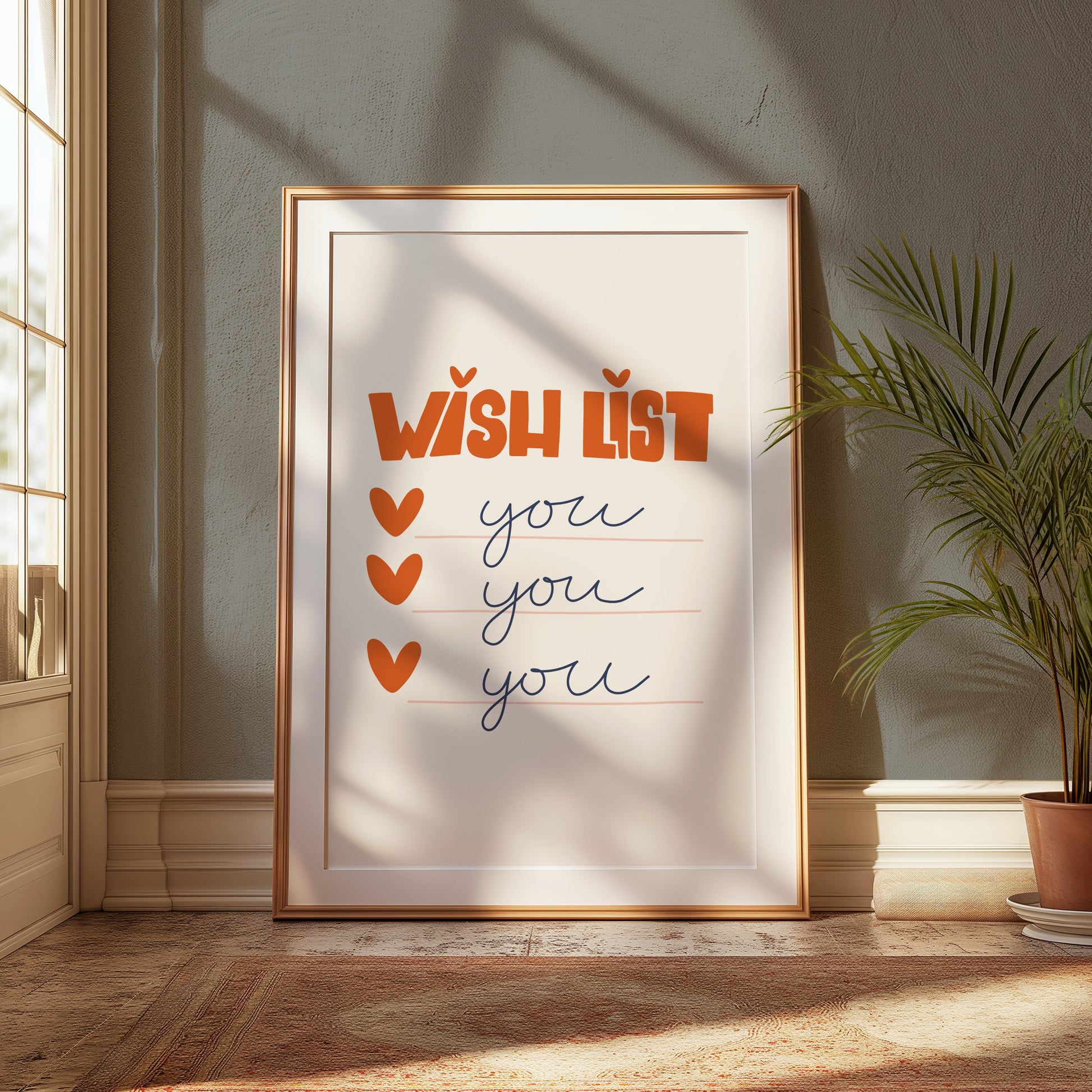 Premium Poster of Wish List Hearts and You Text Art Decorative Posters