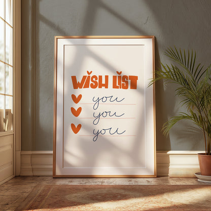 Premium Poster of Wish List Hearts and You Text Art Decorative Posters