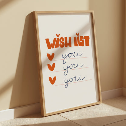 Premium Poster of Wish List Hearts and You Text Art Decorative Posters