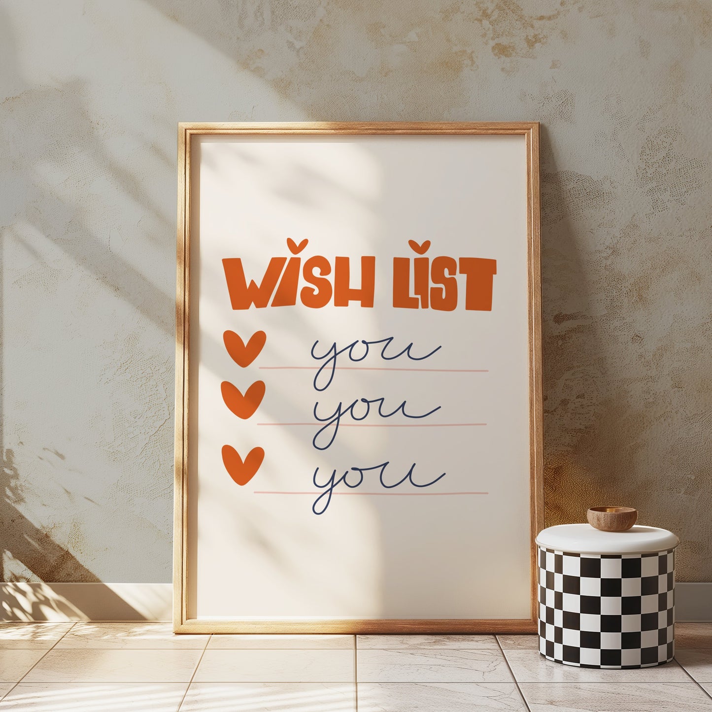 Premium Poster of Wish List Hearts and You Text Art Decorative Posters