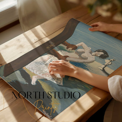 Premium Poster of Woman Being Pulled Through Doorway Art Style Posters