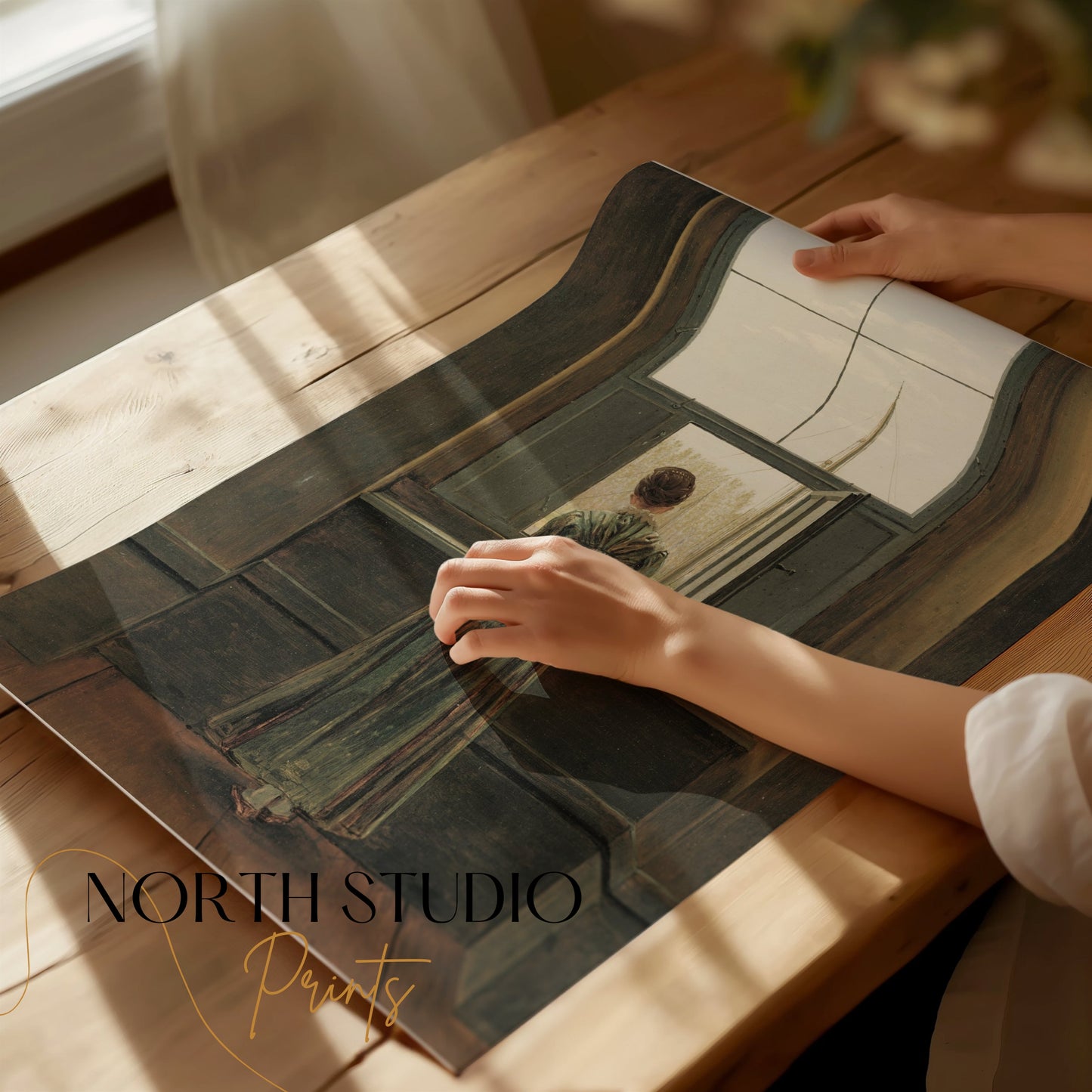 Premium Poster of Woman Standing by a Window Art Print Posters