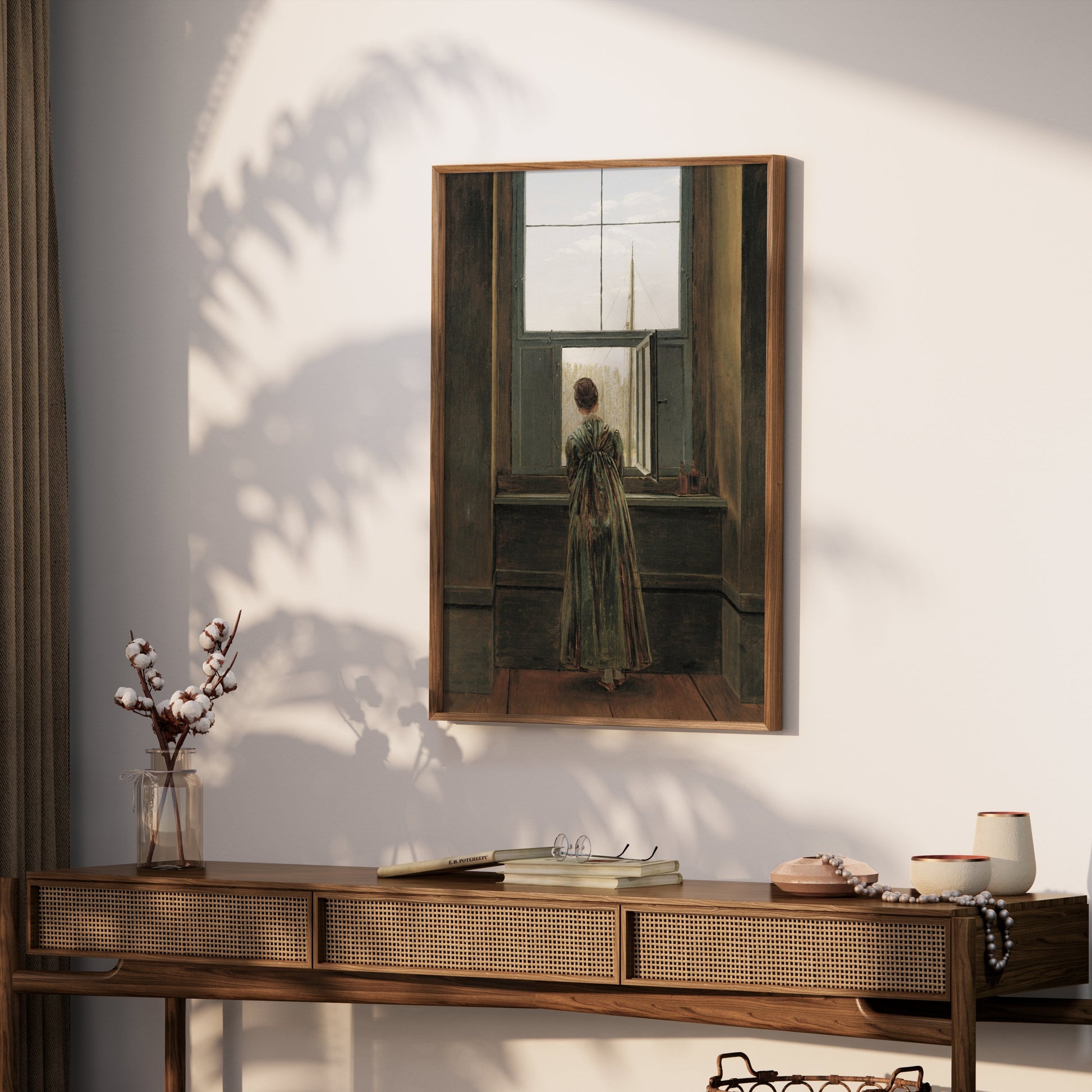 Premium Poster of Woman Standing by a Window Art Print Posters