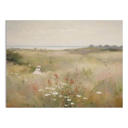 Premium Poster of Woman Walking Through Wildflower Field Art Posters
