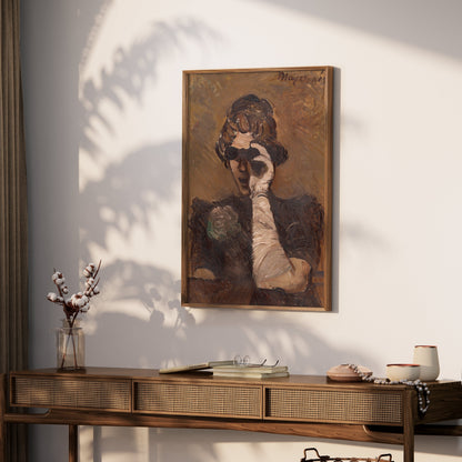 Premium Poster of Woman Wearing Gloves and Binoculars Art Posters