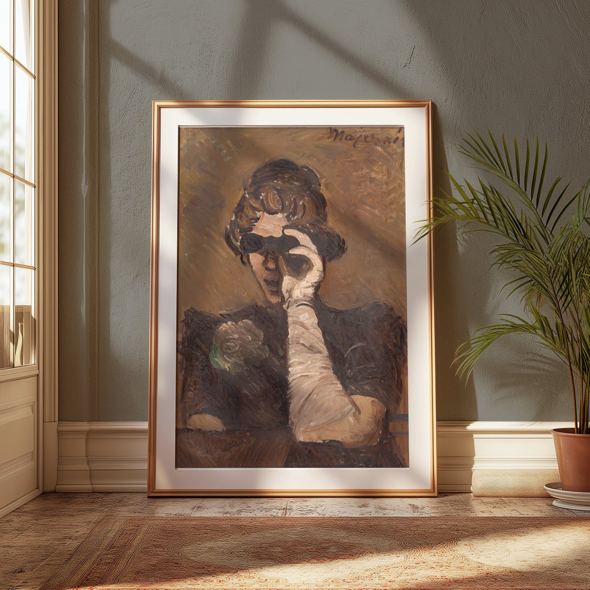 Premium Poster of Woman Wearing Gloves and Binoculars Art Posters