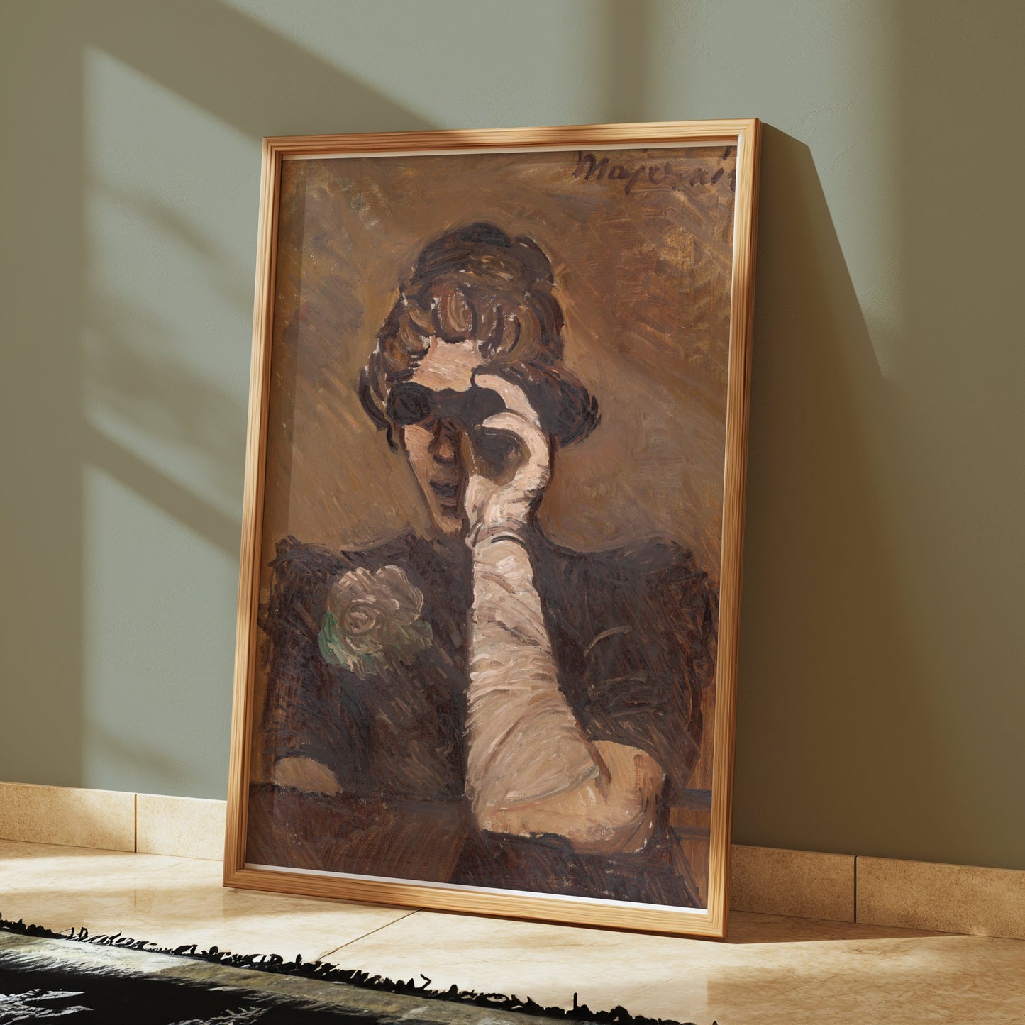 Premium Poster of Woman Wearing Gloves and Binoculars Art Posters