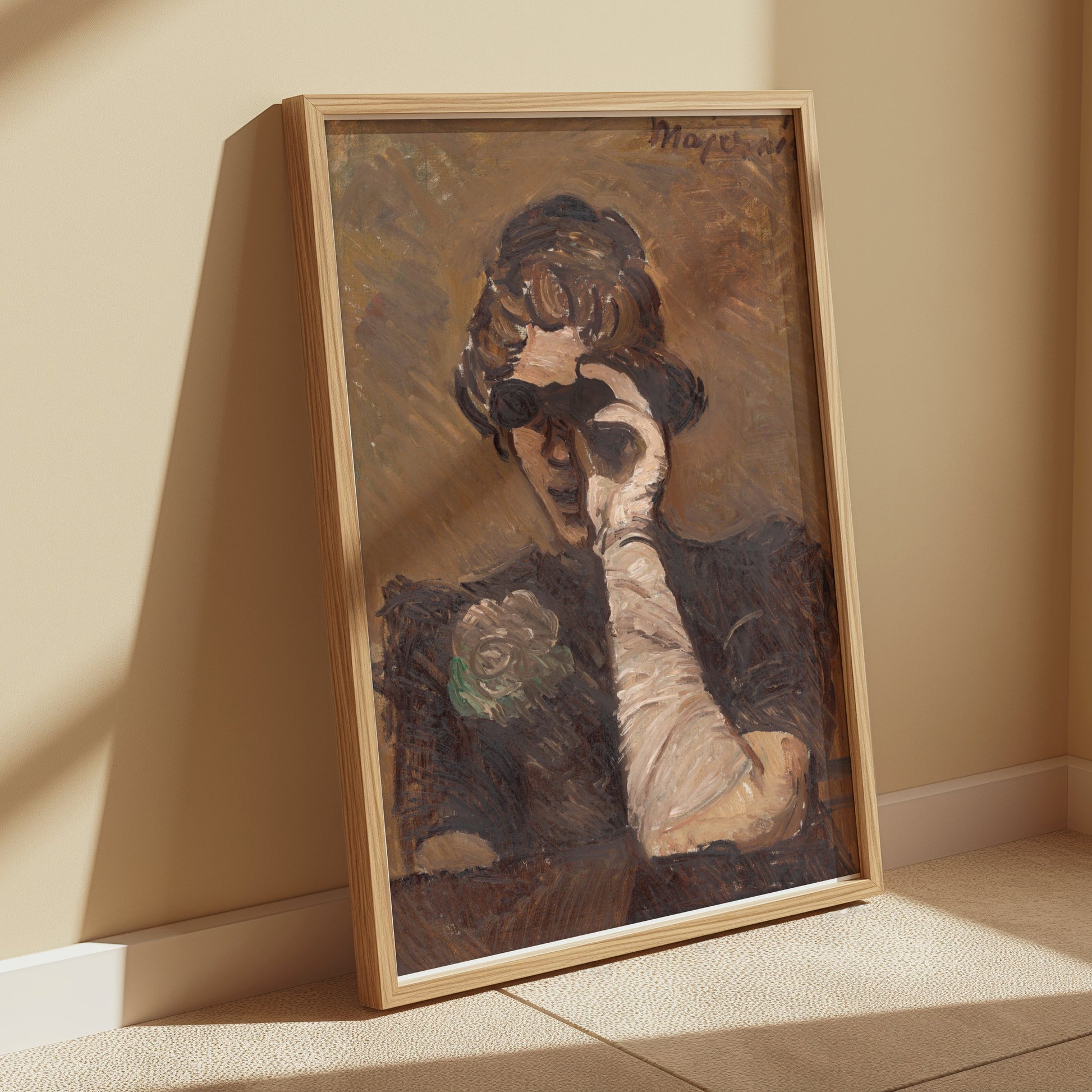 Premium Poster of Woman Wearing Gloves and Binoculars Art Posters