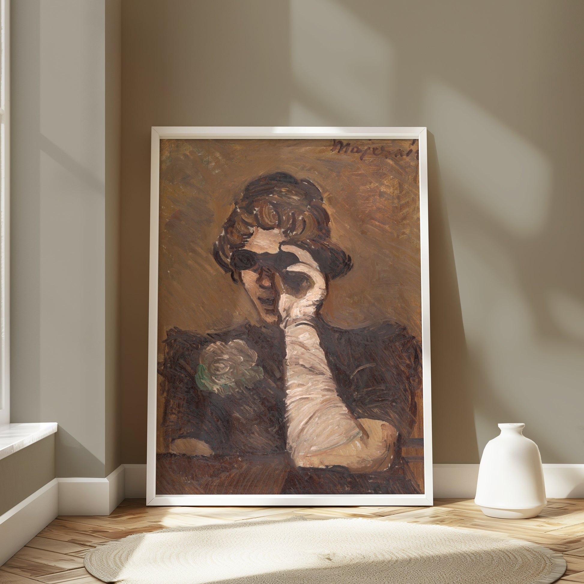 Premium Poster of Woman Wearing Gloves and Binoculars Art Posters