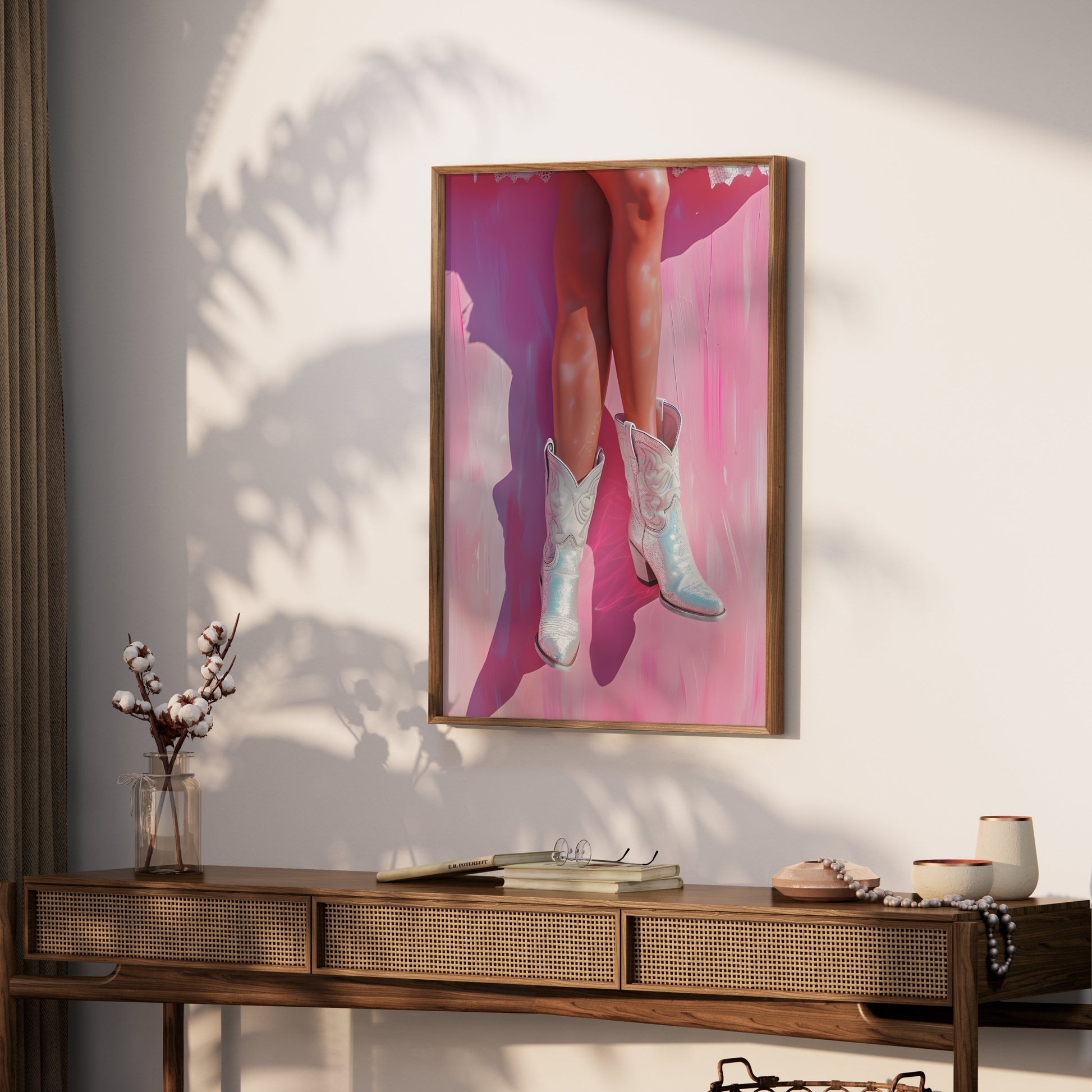Premium Poster of Woman Wearing Shiny Western Cowboy Boots Posters