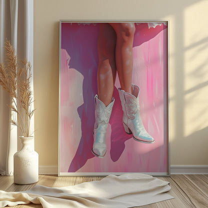 Premium Poster of Woman Wearing Shiny Western Cowboy Boots Posters