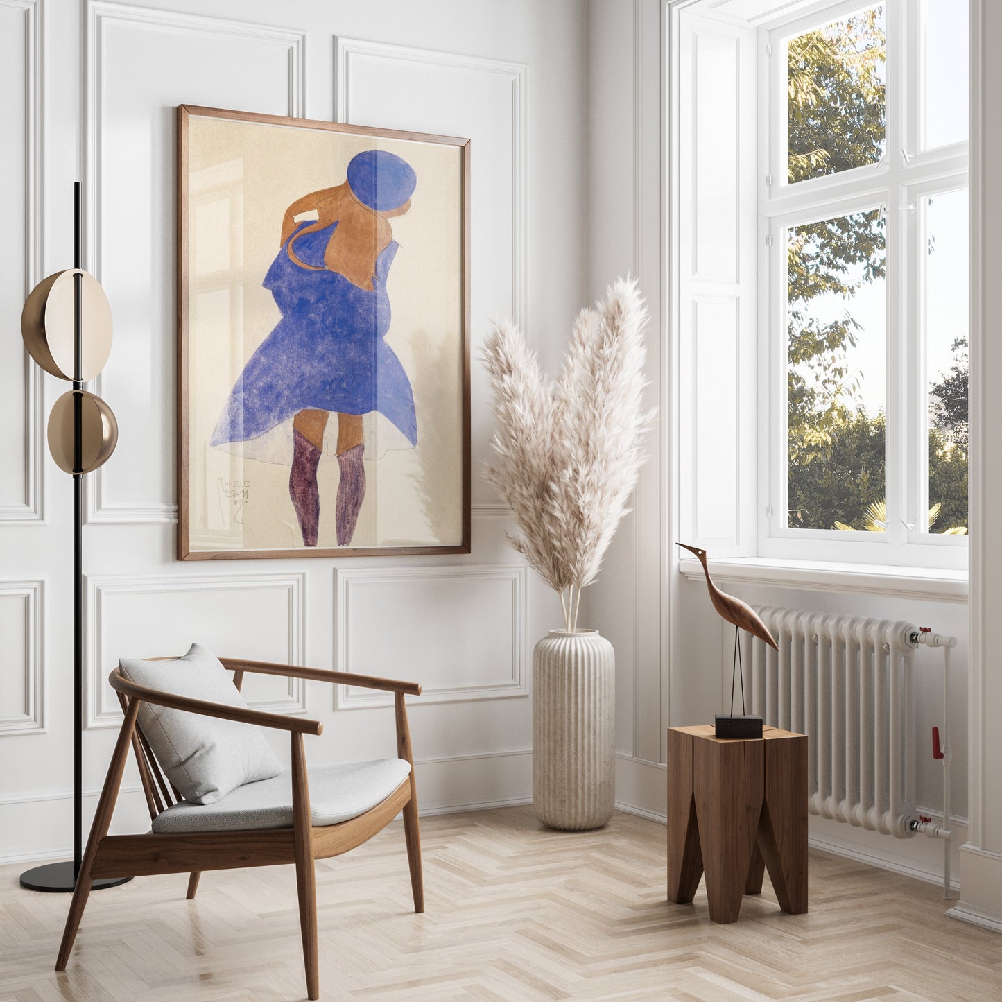Premium Poster of Woman in Blue Dress with Purple Hat Art Nouveau Posters