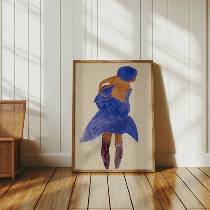 Premium Poster of Woman in Blue Dress with Purple Hat Art Nouveau Posters