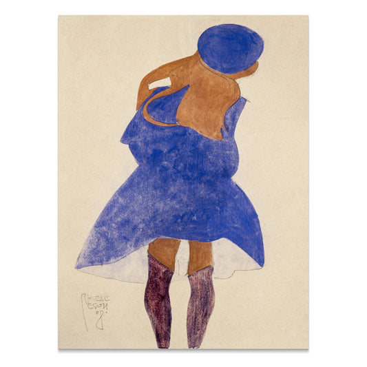 Premium Poster of Woman in Blue Dress with Purple Hat Art Nouveau Posters