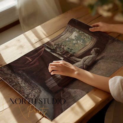 Premium Poster of Woman in a Room with Plants by the Window Posters