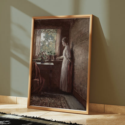 Premium Poster of Woman in a Room with Plants by the Window Posters