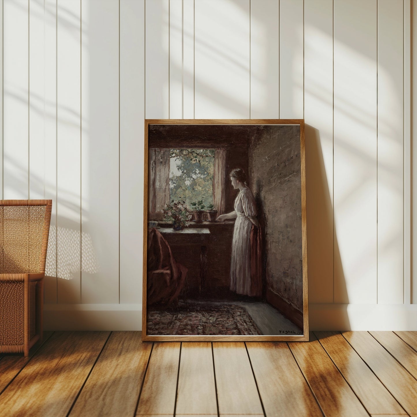 Premium Poster of Woman in a Room with Plants by the Window Posters