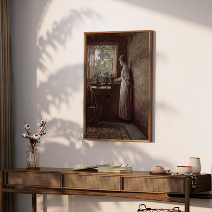 Premium Poster of Woman in a Room with Plants by the Window Posters