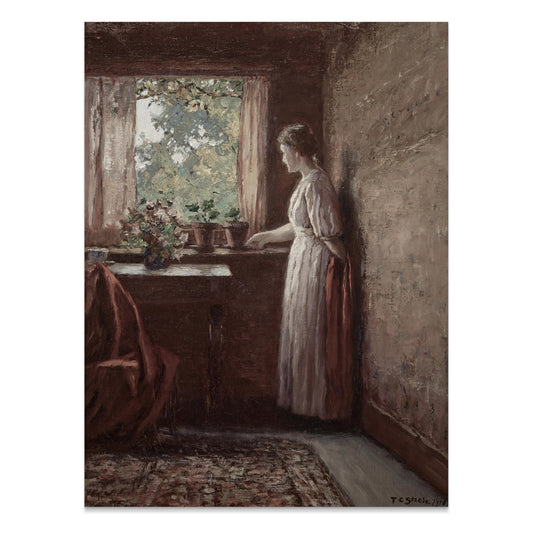 Premium Poster of Woman in a Room with Plants by the Window Posters