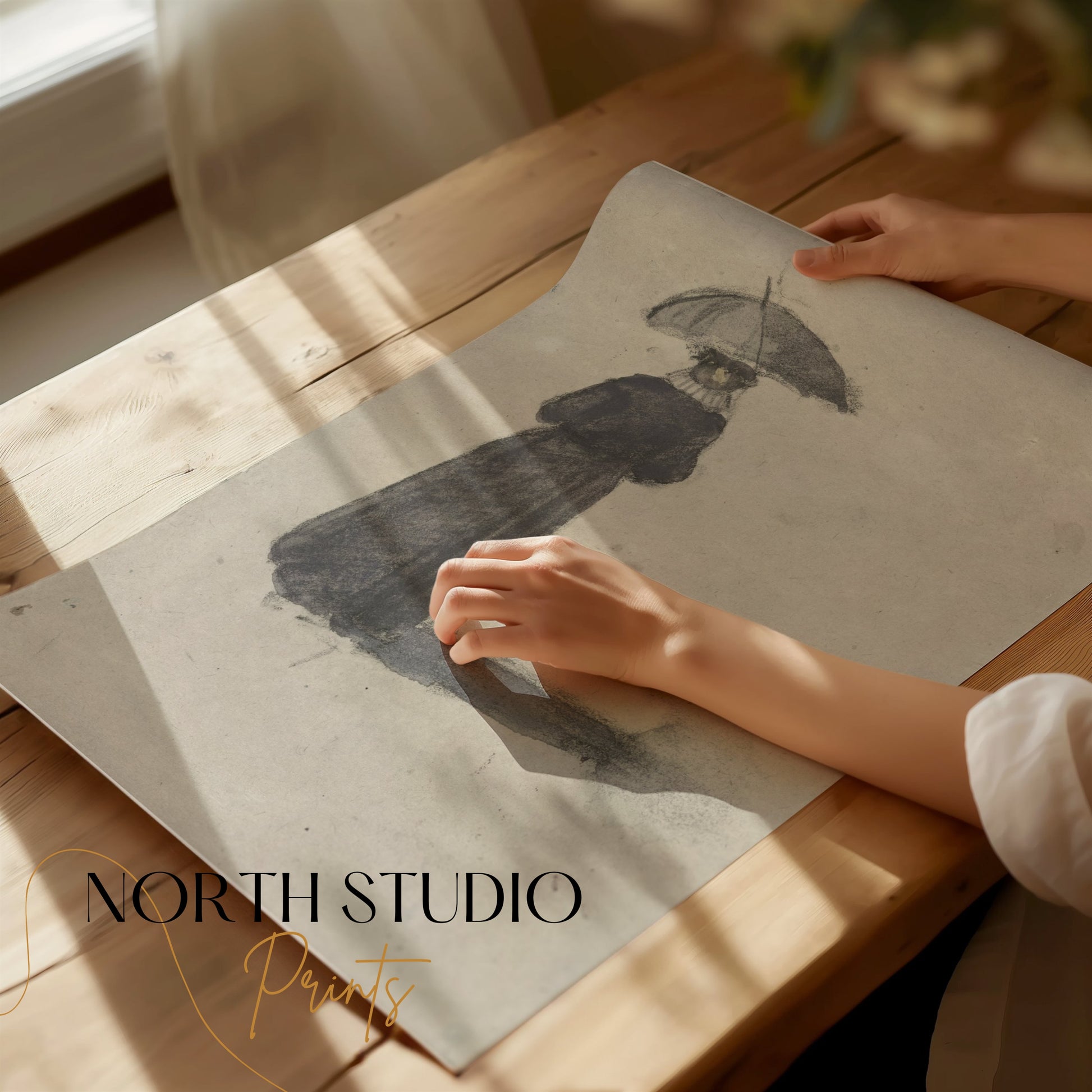 Premium Poster of Woman with Umbrella Shadow Striking Art Posters