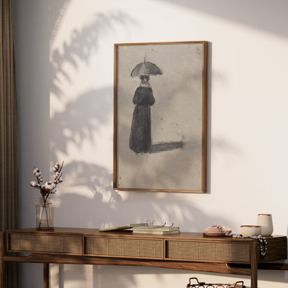 Premium Poster of Woman with Umbrella Shadow Striking Art Posters