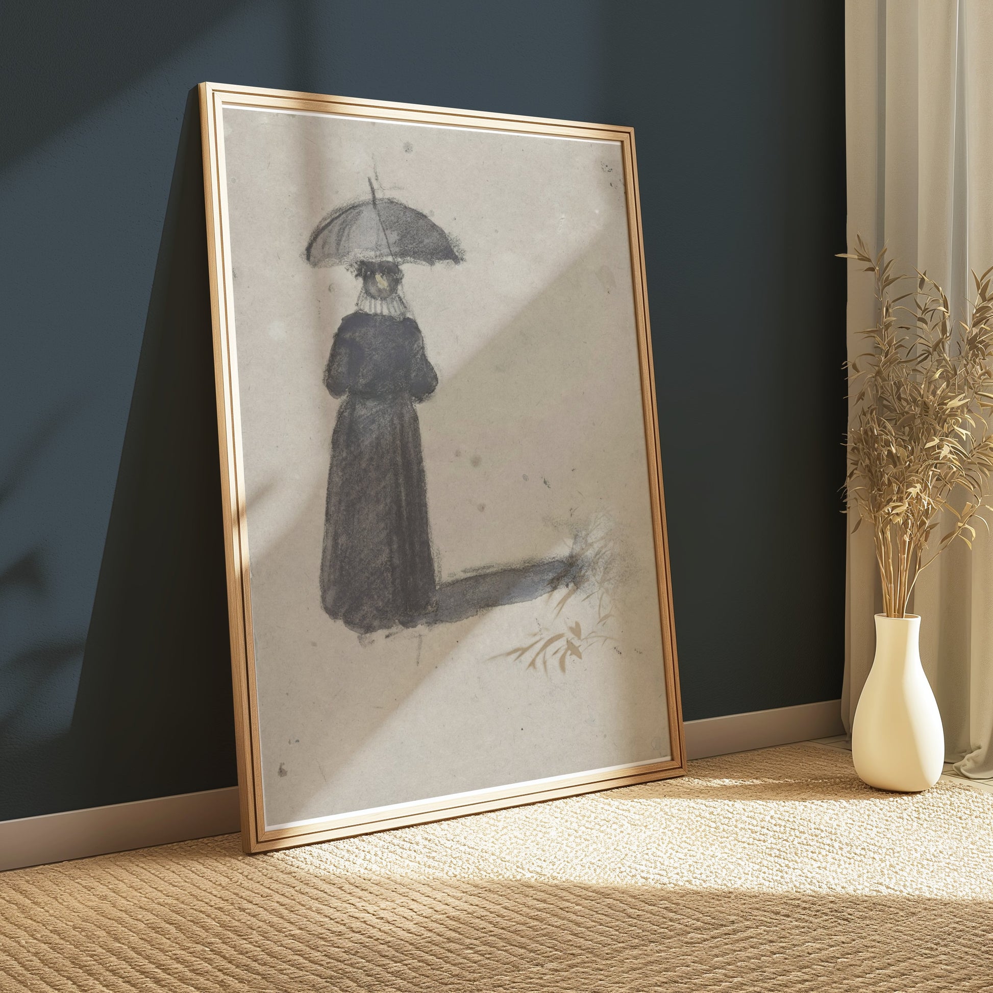 Premium Poster of Woman with Umbrella Shadow Striking Art Posters