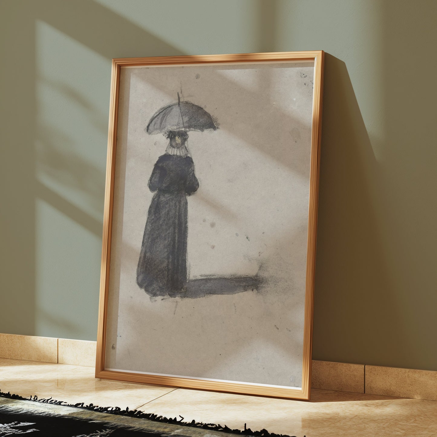 Premium Poster of Woman with Umbrella Shadow Striking Art Posters